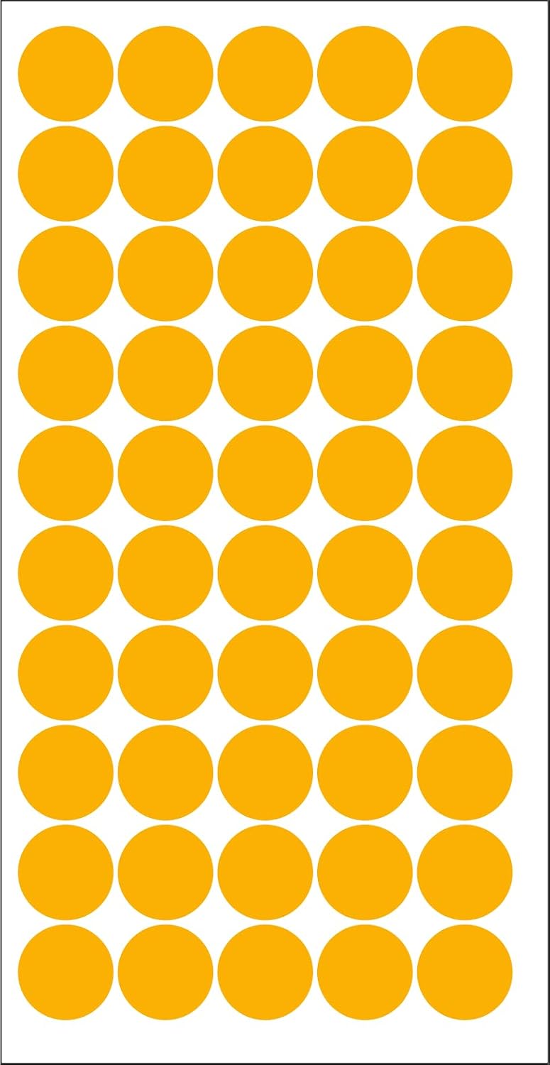 2000 Piece Orange Color 12mm (0.5 Inch) Round Dot Sticker Self Adhesive Labels Writable Surface for Kids Activity, File Classification, Calendar Planner (Orange)