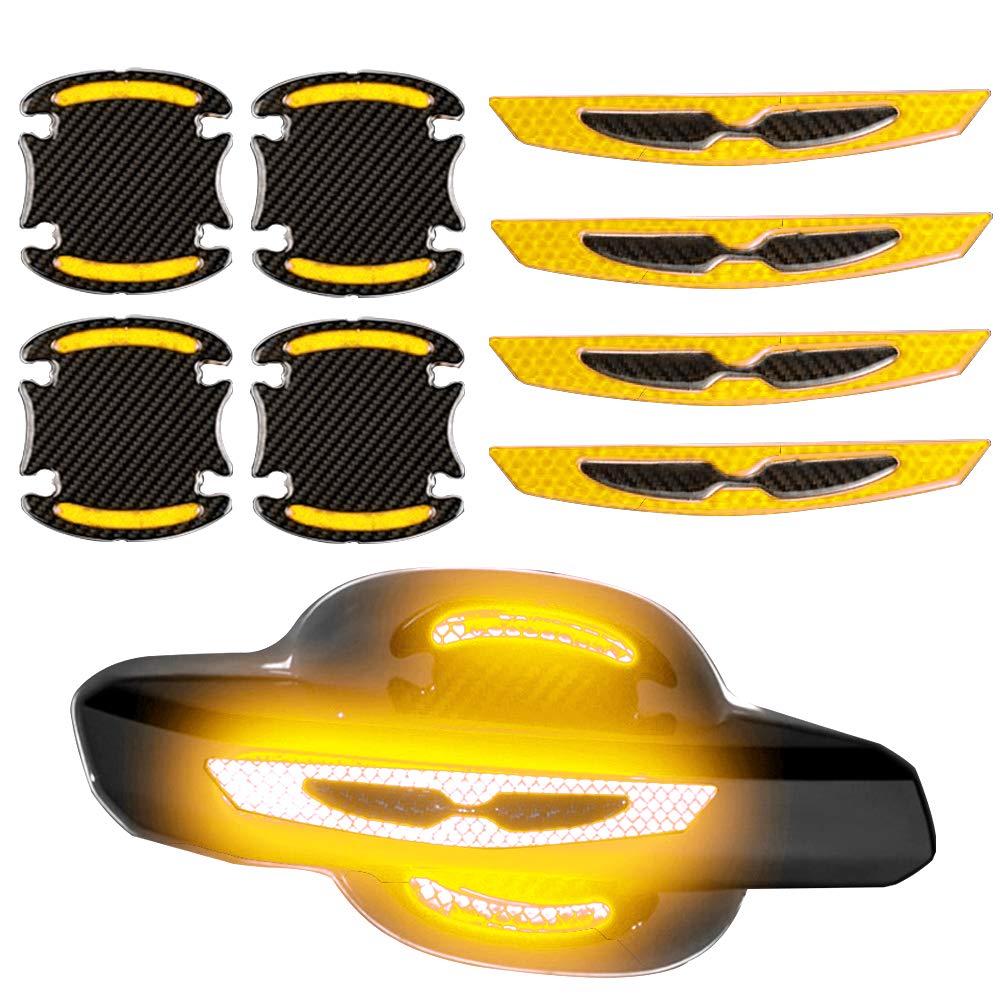 Reflective Car Door Handle Cup Protectors - 8 Pcs