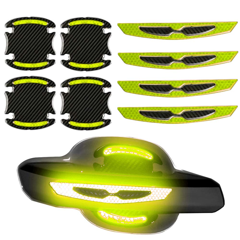 Reflective Car Door Handle Cup Protectors - 8 Pcs