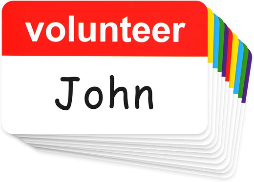 Volunteer Name Tag Stickers - 96 Pcs, 2 x 3 in