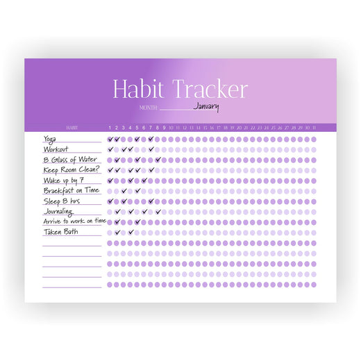 Habit Tracker Calendar - Design 9, 12 Sheets