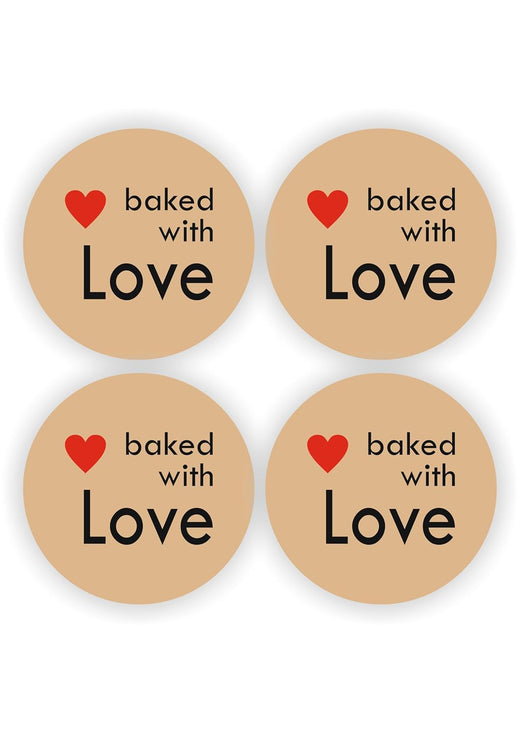 Baked With Love Kraft Stickers - 80 Pcs, 2 in Round
