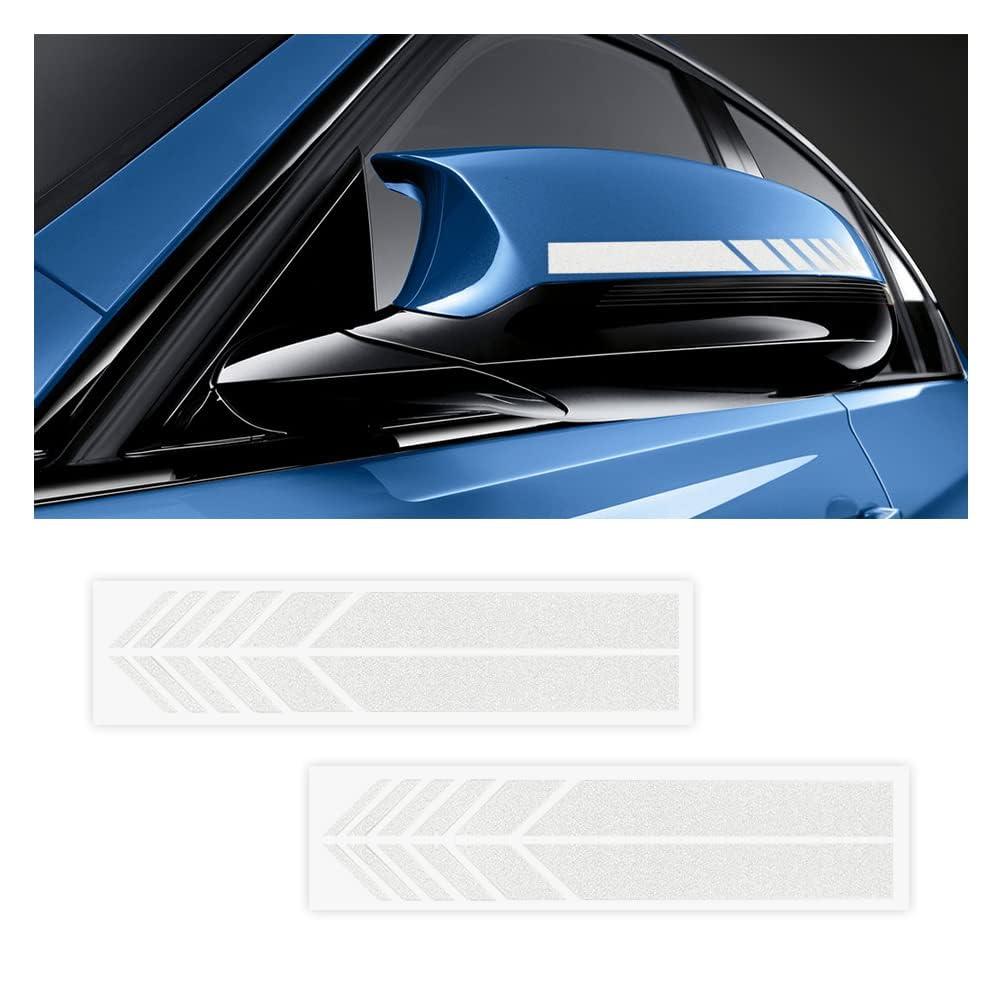 Reflective Rear View Mirror Stripe Stickers - 4 Pcs