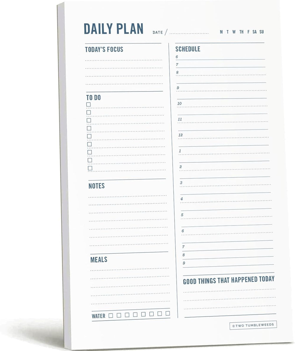 Daily Planner Notepad with Hourly Schedule - 5.75 x 9 in