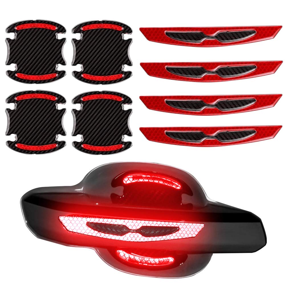 Reflective Car Door Handle Cup Protectors - 8 Pcs