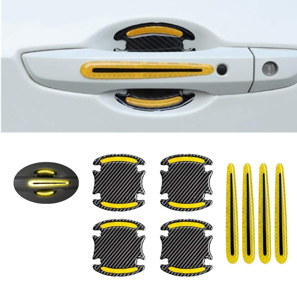 Reflective Car Door Handle Scratch Guards - 8 Pcs