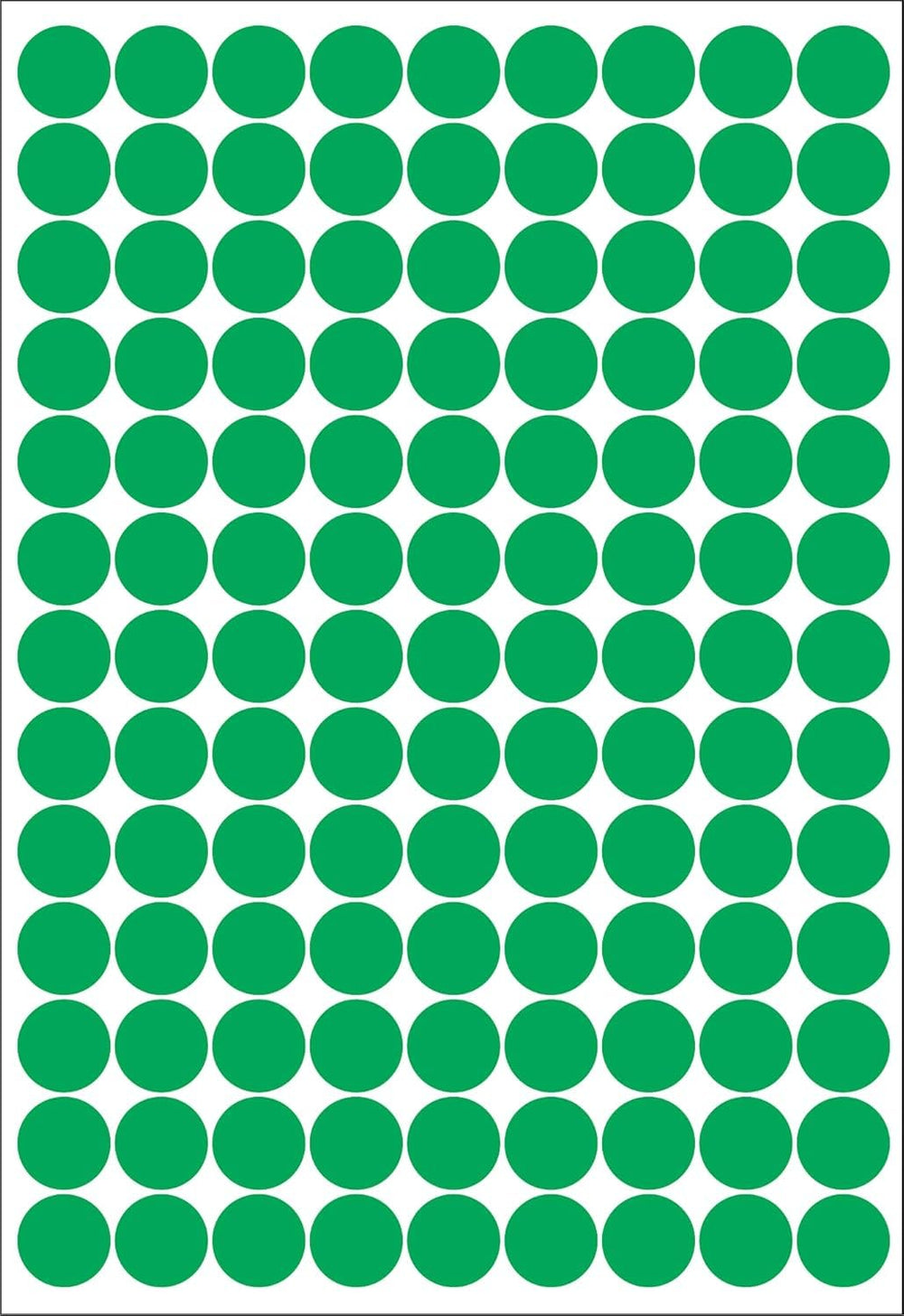 Green Round Dot Stickers - 2,000 Pcs, 12 mm
