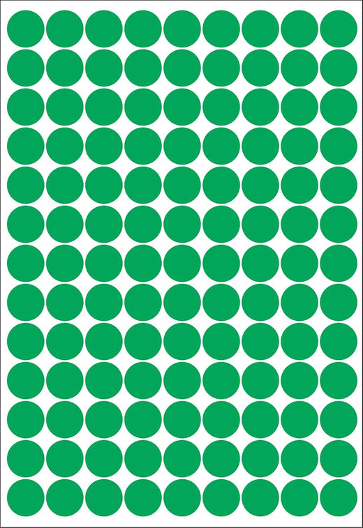 Green Round Dot Stickers - 2,000 Pcs, 12 mm
