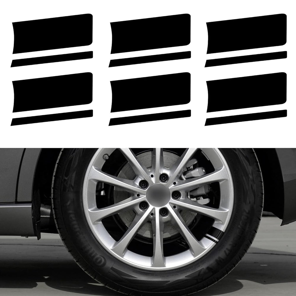 Reflective Wheel Rim Hash Stripe Decals - 6 Pcs, 18-21 in