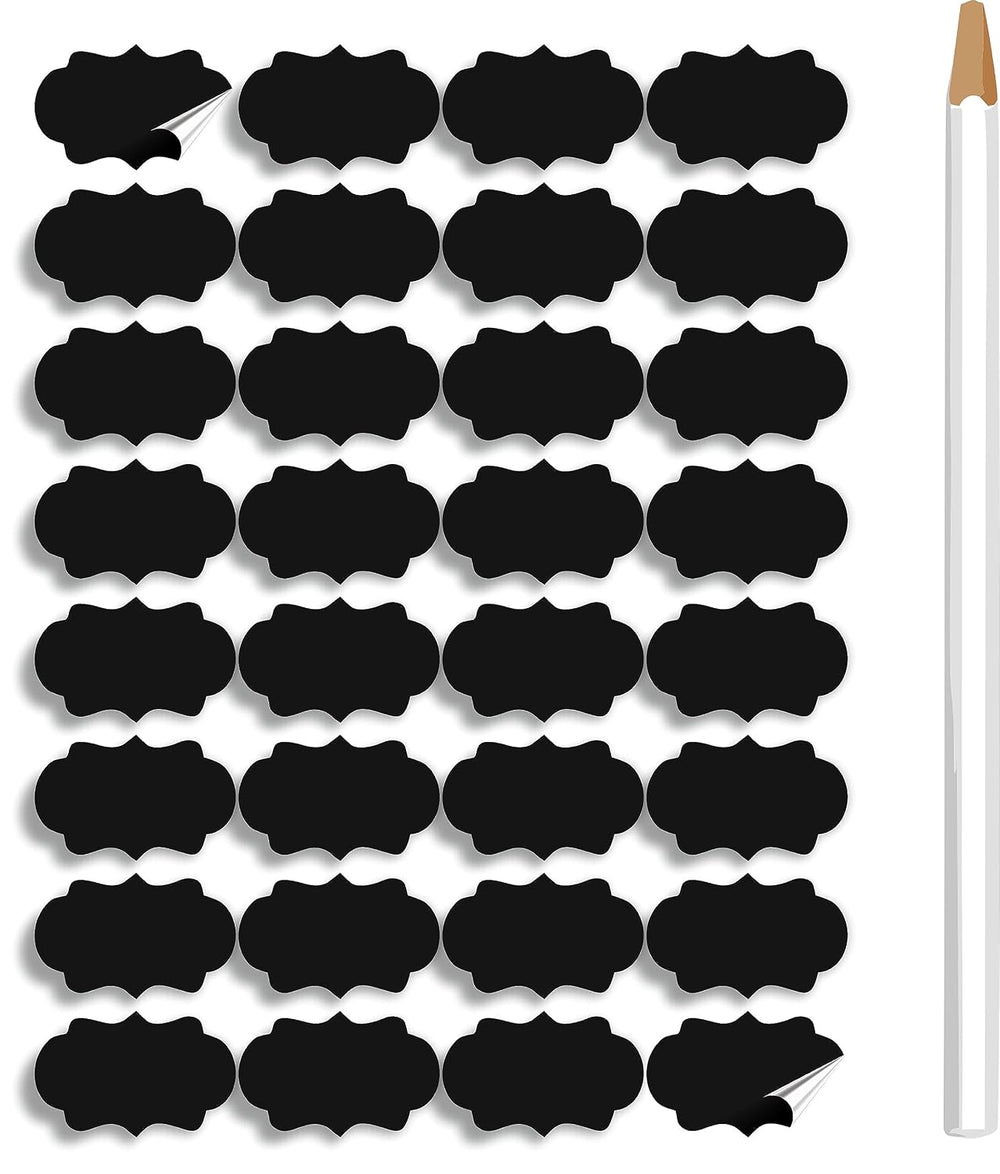 Waterproof Chalkboard Jar Labels - 176 Pcs, Design A