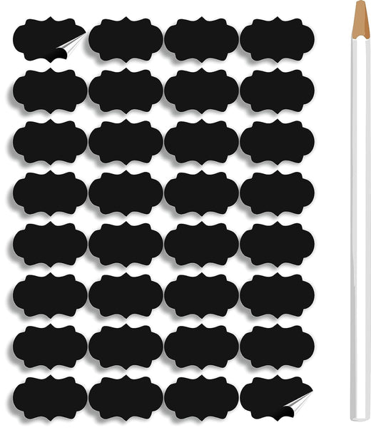 Waterproof Chalkboard Jar Labels - 176 Pcs, Design A