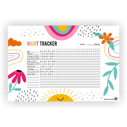 Habit Tracker Calendar - Design 15, 12 Sheets