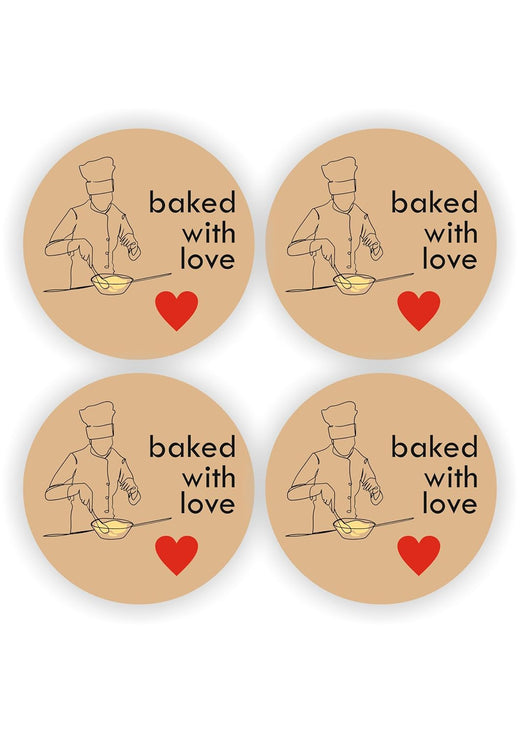 Baked With Love Chef Kraft Stickers - 80 Pcs, 2 in Round