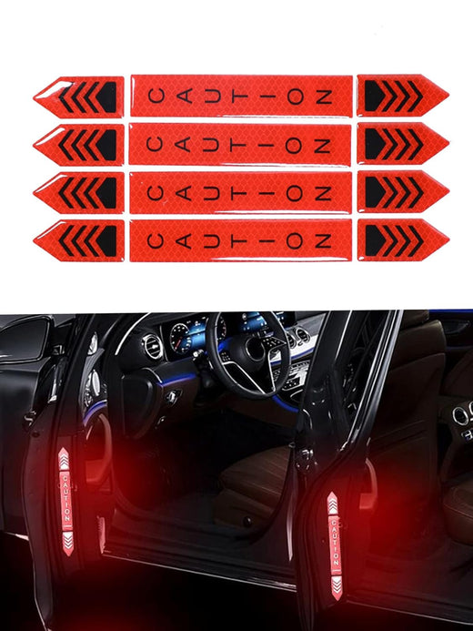 Caution Reflective Car Door Stickers - 4 Pcs