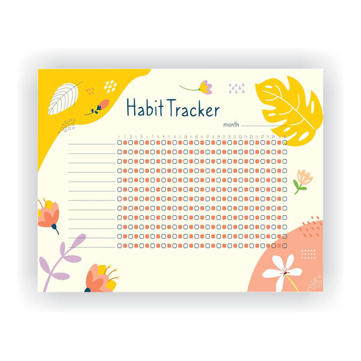 Habit Tracker Calendar - Design 3, 12 Sheets