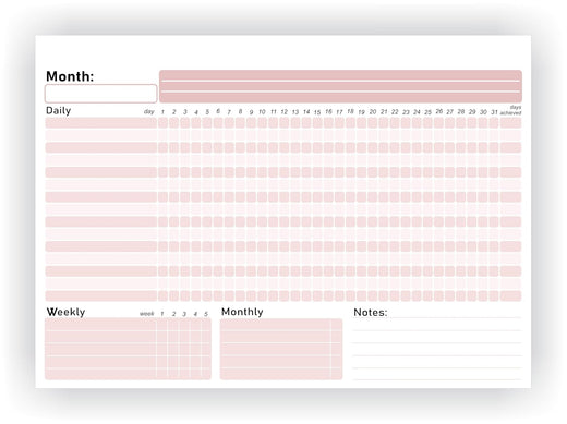 Habit Tracker Calendar - Design 23, 12 Sheets