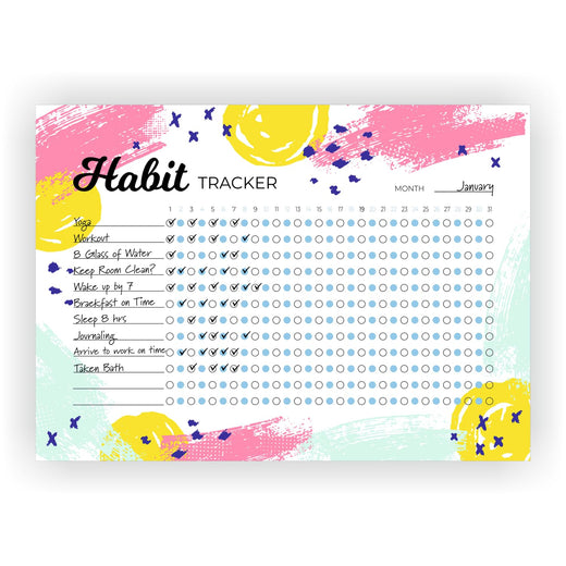 Habit Tracker Calendar - Design 11, 12 Sheets
