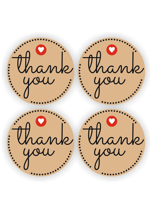 Thank You Dotted Kraft Stickers - 80 Pcs, 2 in Round