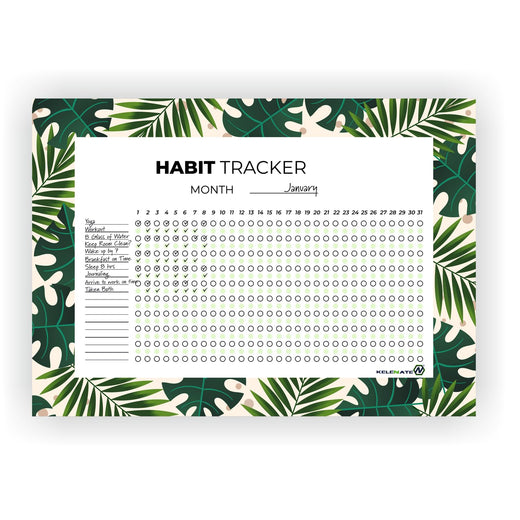 Habit Tracker Calendar - Design 17, 12 Sheets