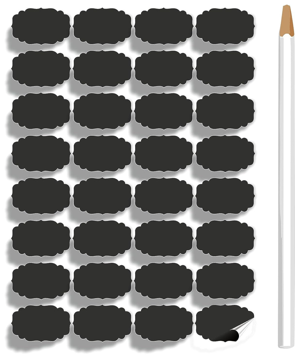 Waterproof Chalkboard Jar Labels - 176 Pcs, Design B