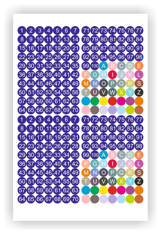 Number & Alphabet Stickers 1-100 - 280 Vinyl Labels