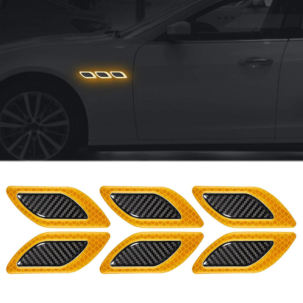 3D Reflective Fender & Bumper Stripe Stickers - 6 Pcs