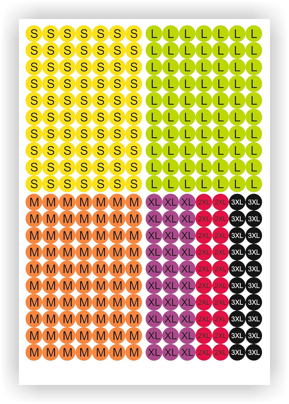 Small Medium Large Size Stickers - 560 Pcs, 20 mm