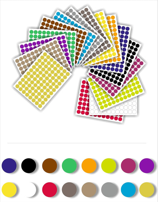 Mixed Colour Round Dot Stickers - 2,816 Pcs, 12 mm