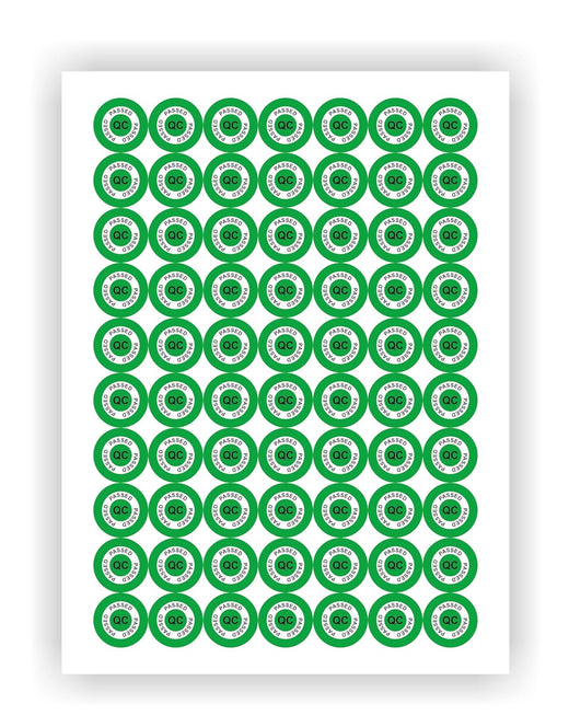 QC Passed Stickers - 560 Pcs, Green 20 mm Vinyl Labels