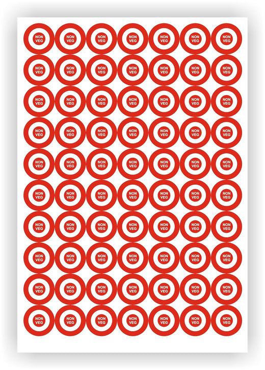 Non-Veg Food Labels - 560 Pcs, Red 20 mm Vinyl Stickers