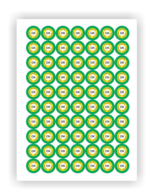 OK Tested Stickers - 560 Pcs, Green 20 mm Vinyl Labels