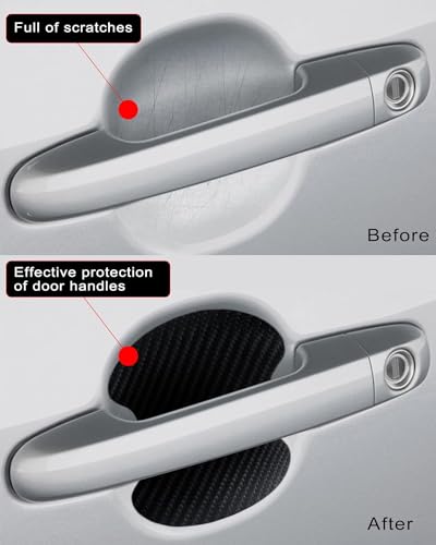 4PCS Car Door Handle Scratch Protectors, Carbon Fiber Paint Scratch Protector Sticker Auto Door Paint Guard Car Door Cup Scratch Protection Films image 2