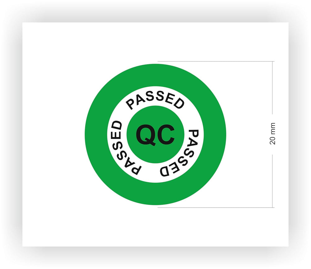 QC Passed Stickers - 560 Pcs, Green 20 mm Vinyl Labels