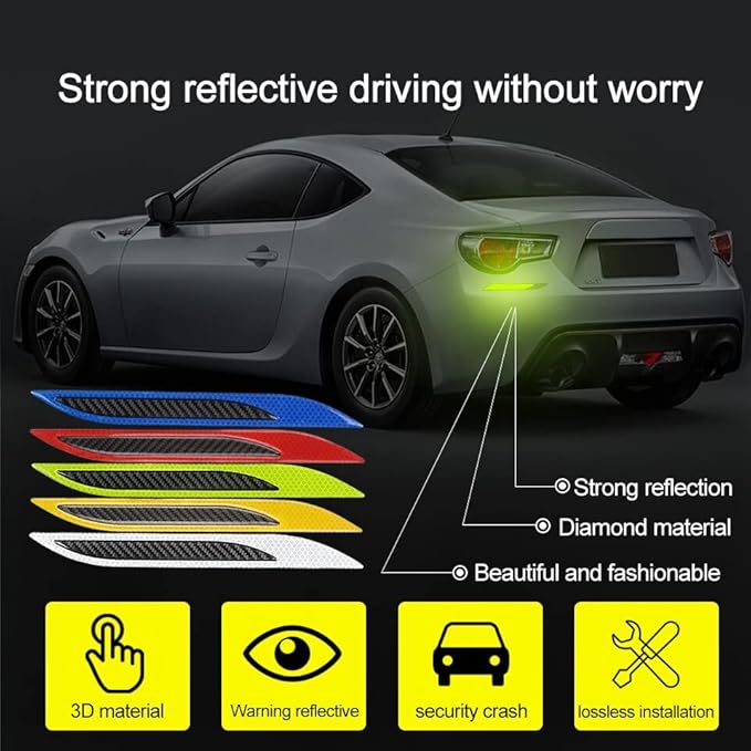 Carbon Fiber Reflective Bumper Strips - 2 Pcs