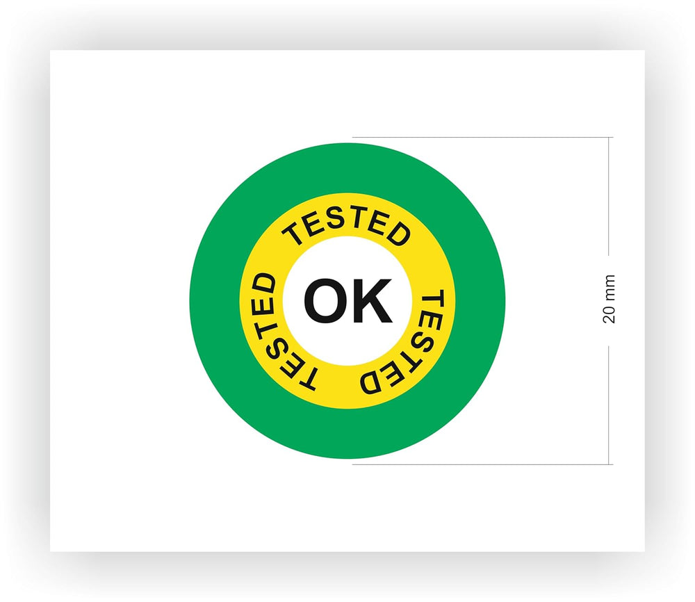 OK Tested Stickers - 560 Pcs, Green 20 mm Vinyl Labels