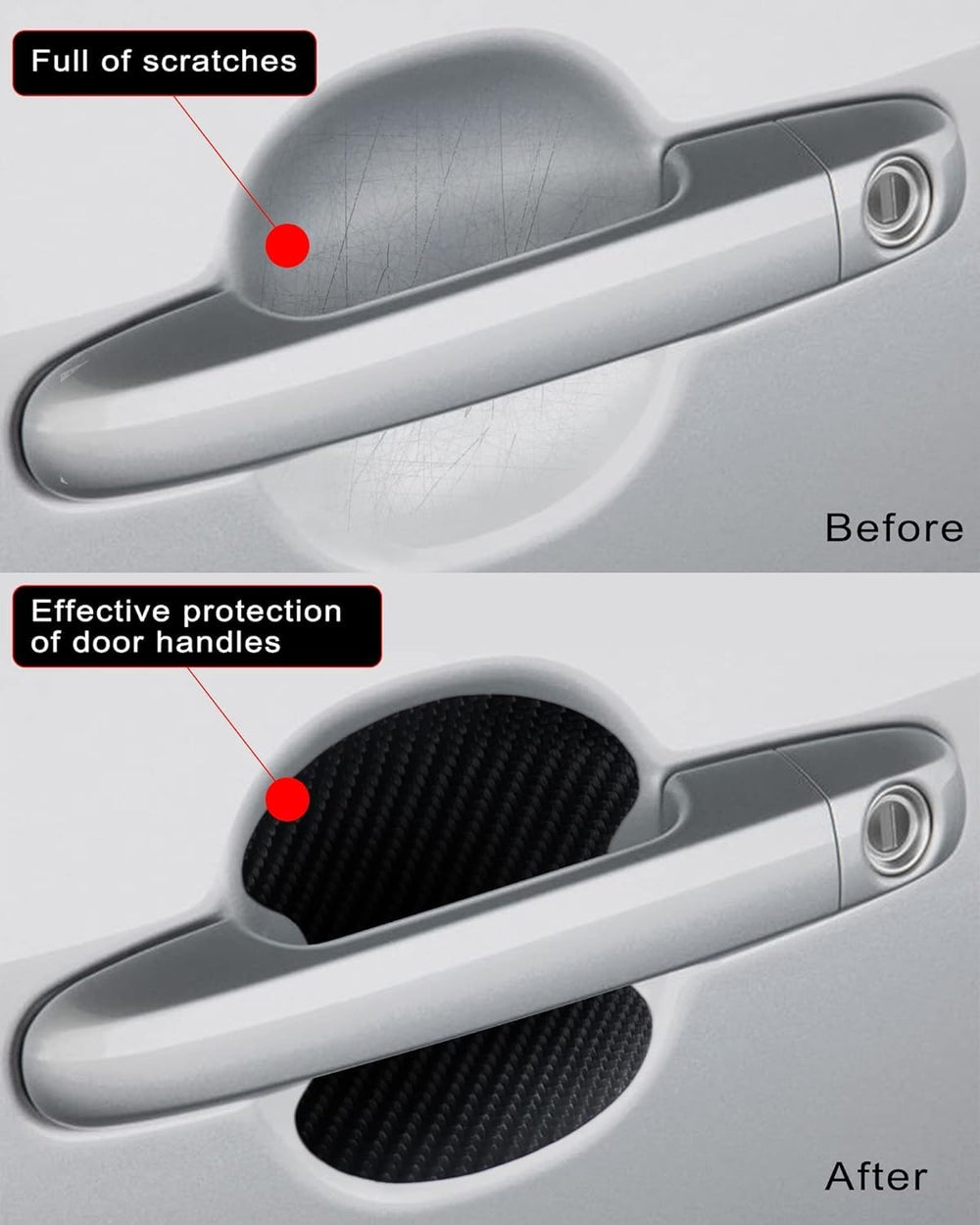 Carbon Fiber Car Door Handle Scratch Guards - 4 Pcs