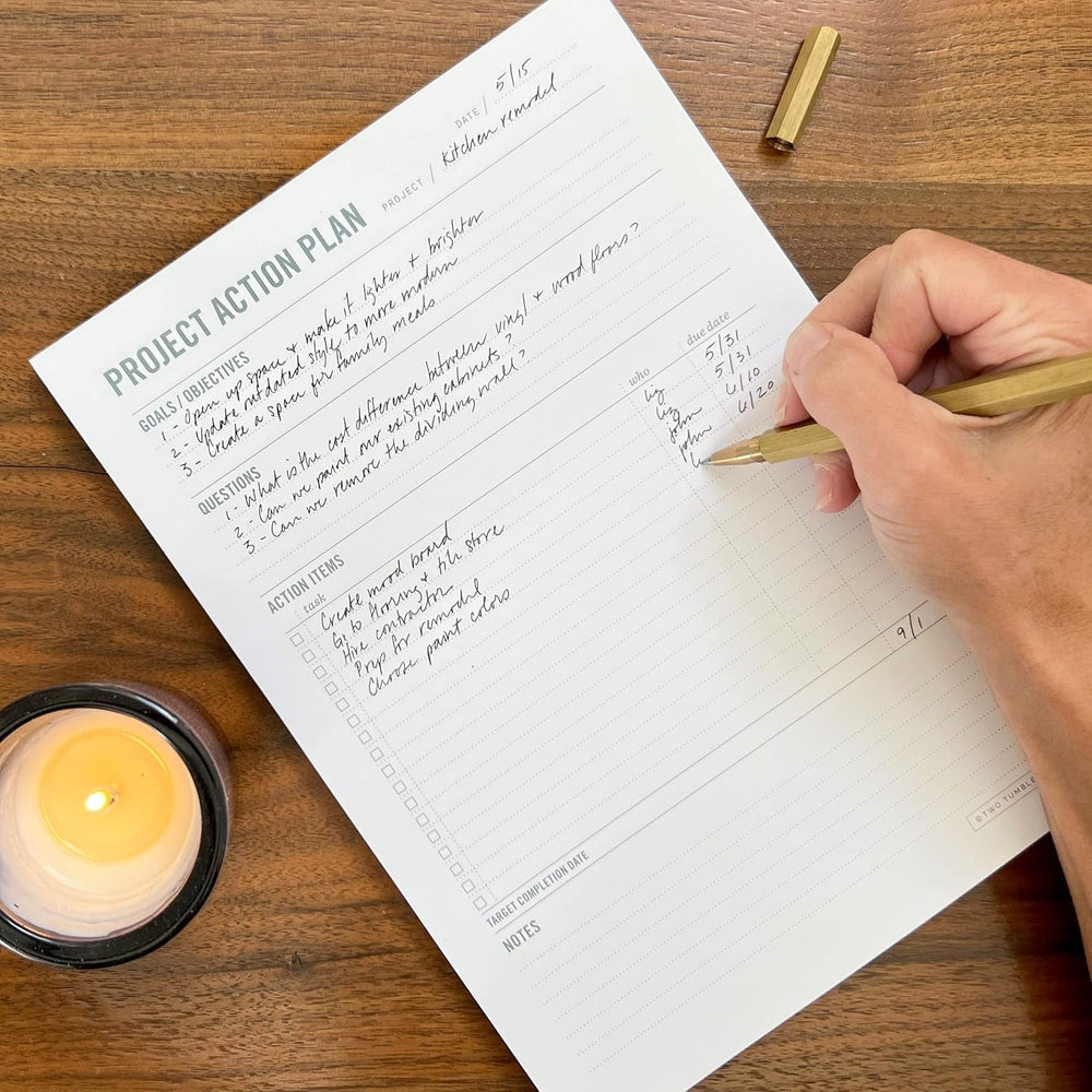 Project Planner Notepad with Checklist & Notes - 5.75 x 9 in