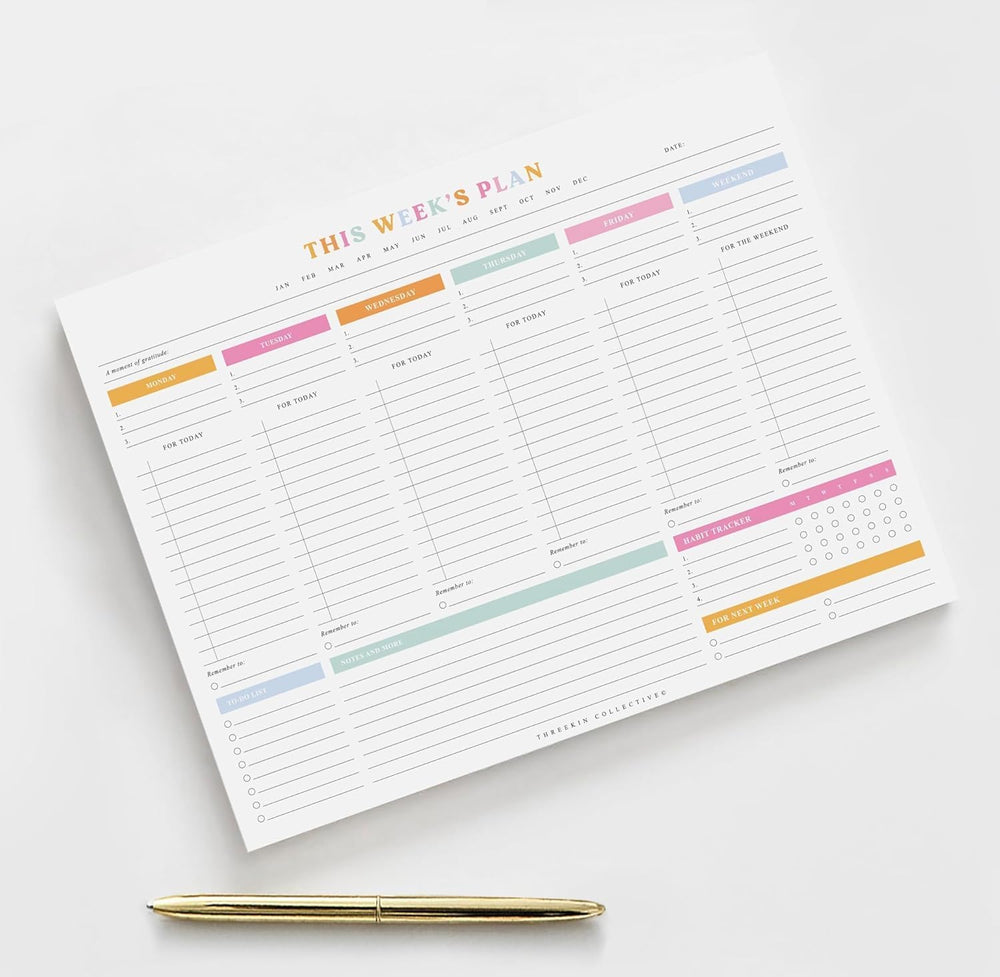 Weekly Planner with Habit Tracker - 10 Sheets, 9 x 11.5 in