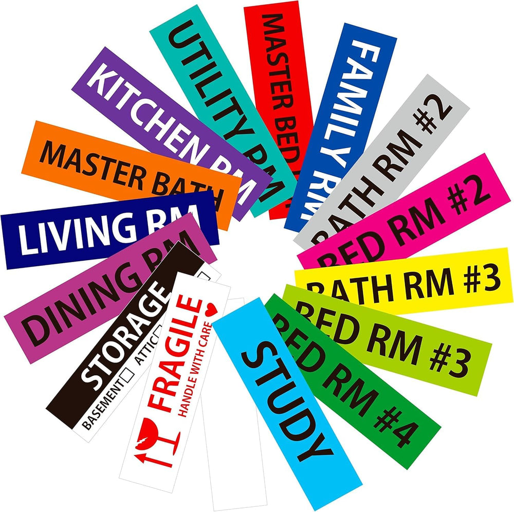 Removable Home Moving Labels - 288 Pcs, 16 Categories