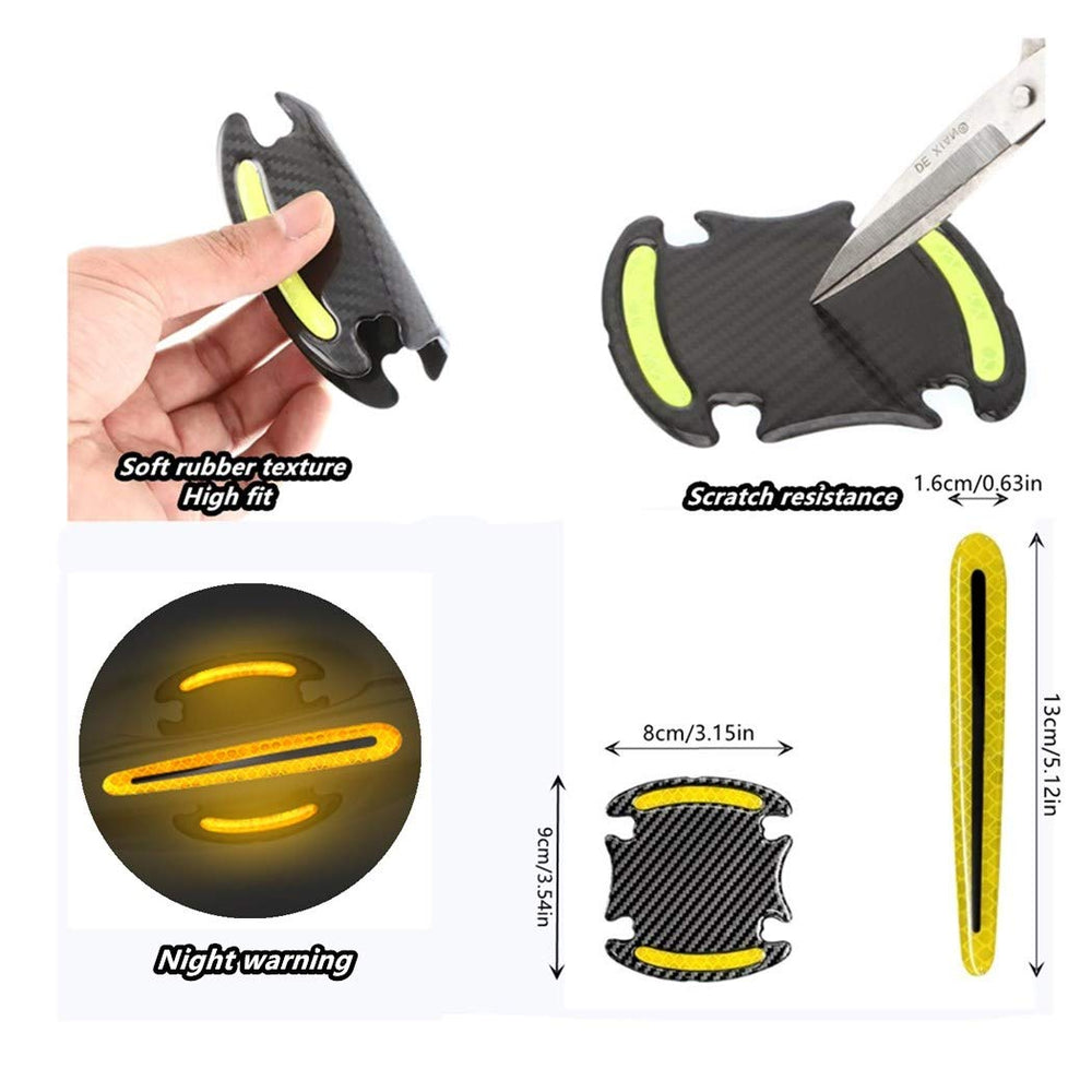 Reflective Car Door Handle Scratch Guards - 8 Pcs