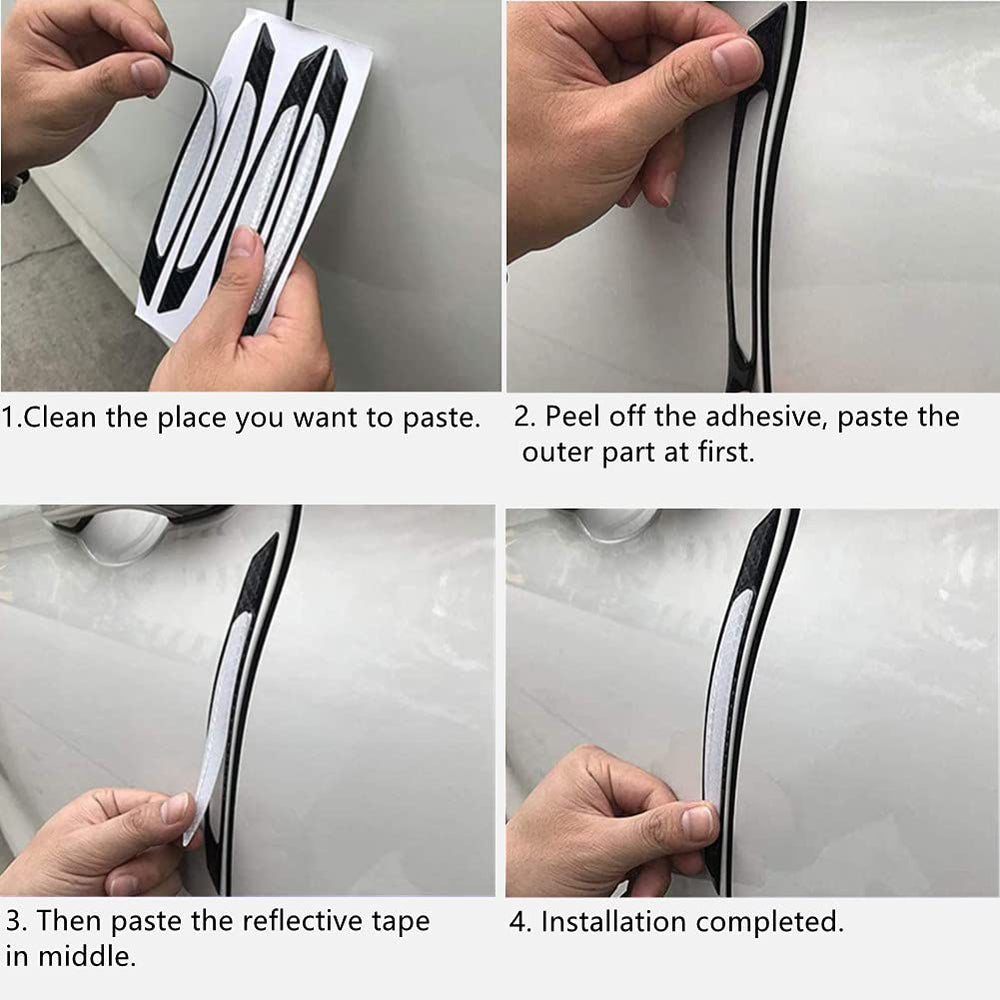 Reflective Car Door Edge Guard Stickers - 4 Pcs