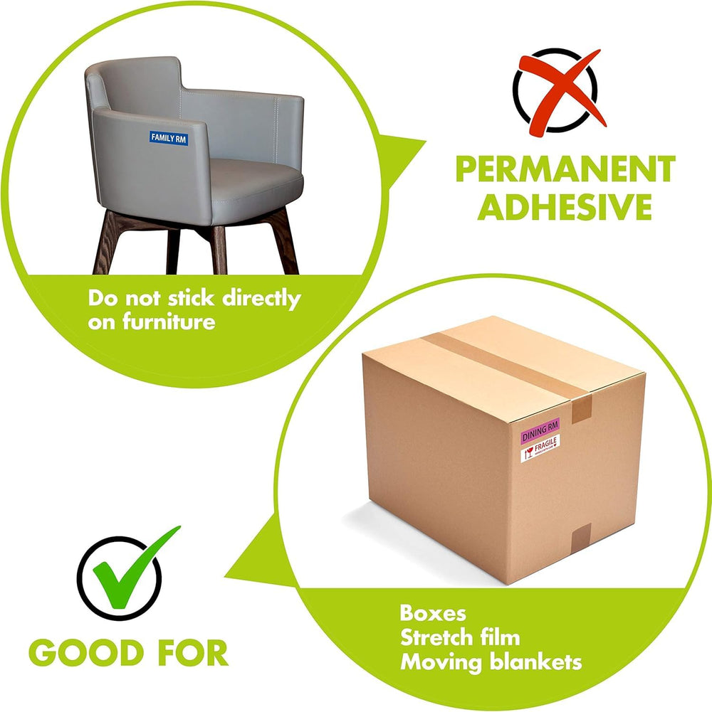 Removable Home Moving Labels - 288 Pcs, 16 Categories
