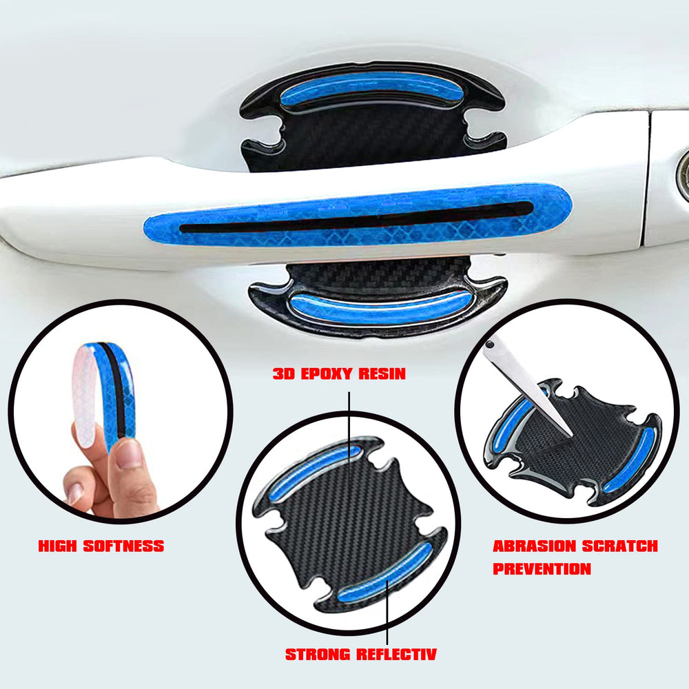 Reflective Car Door Handle Scratch Guards - 8 Pcs