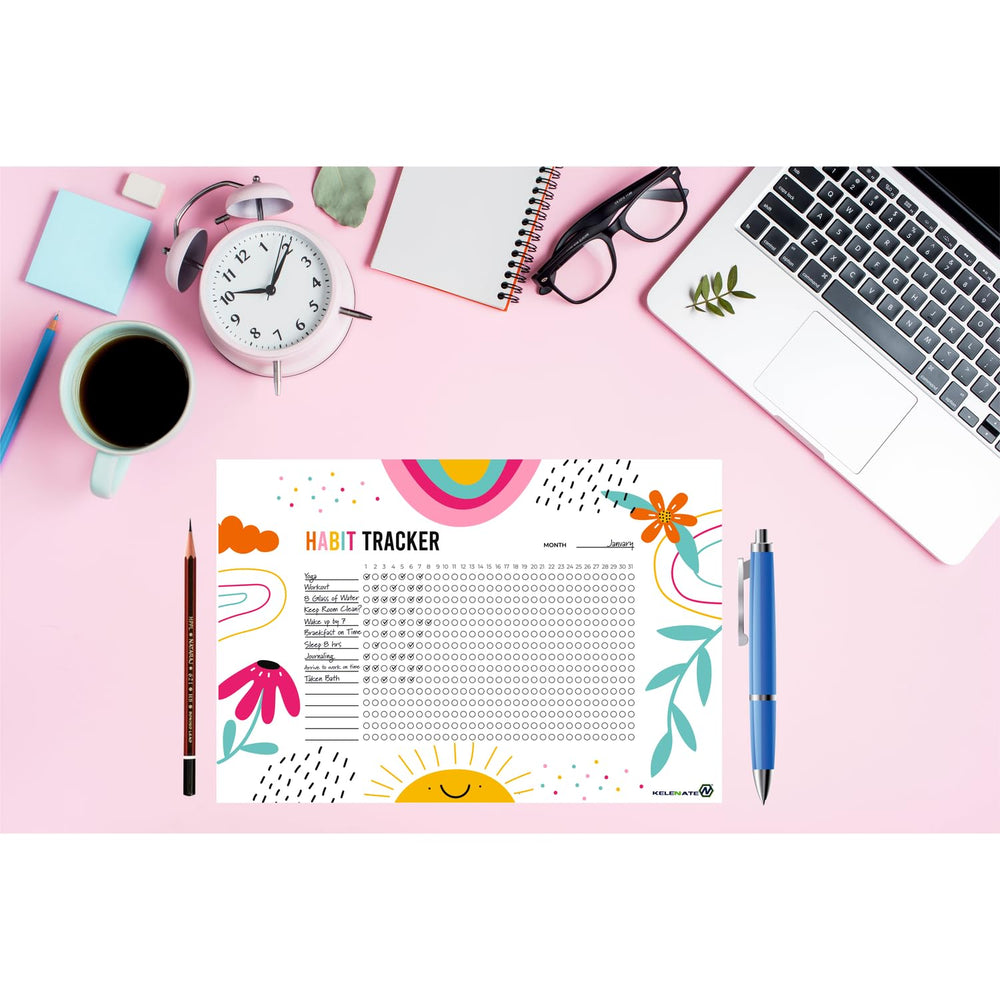 Habit Tracker Calendar - Design 15, 12 Sheets