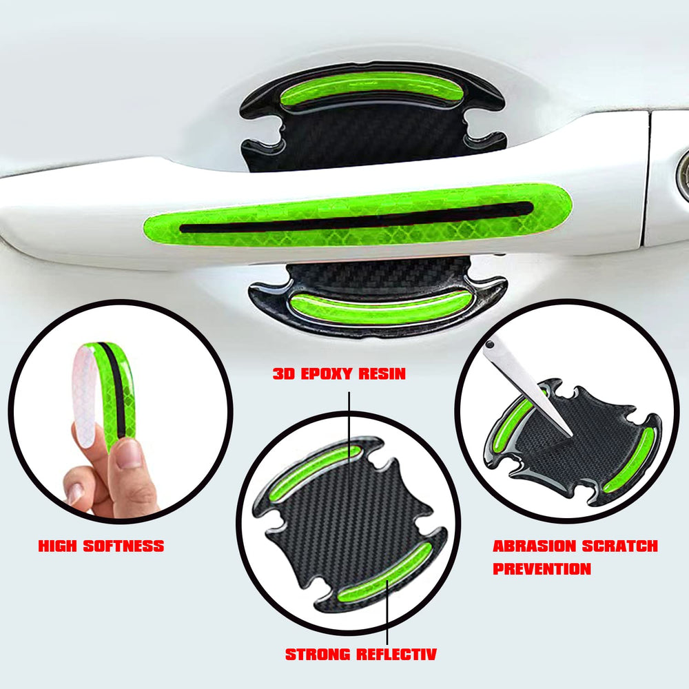 Reflective Car Door Handle Scratch Guards - 8 Pcs