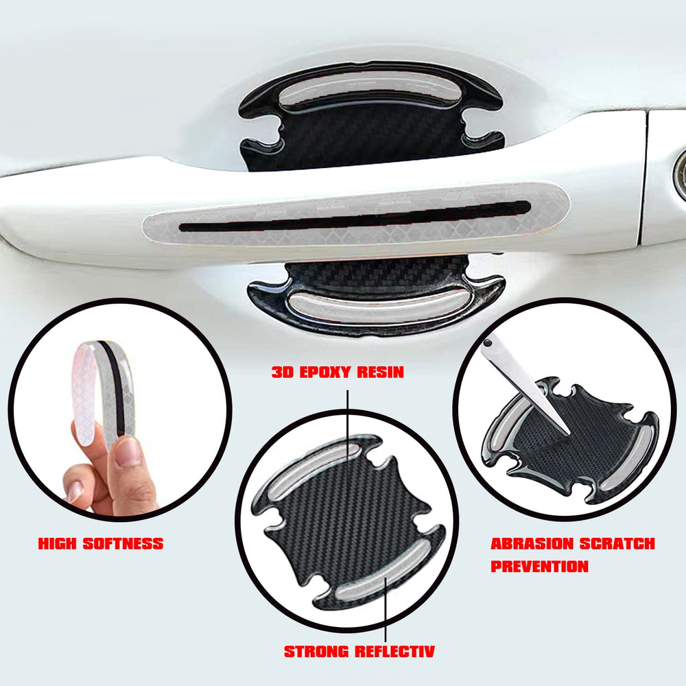 Reflective Car Door Handle Scratch Guards - 8 Pcs