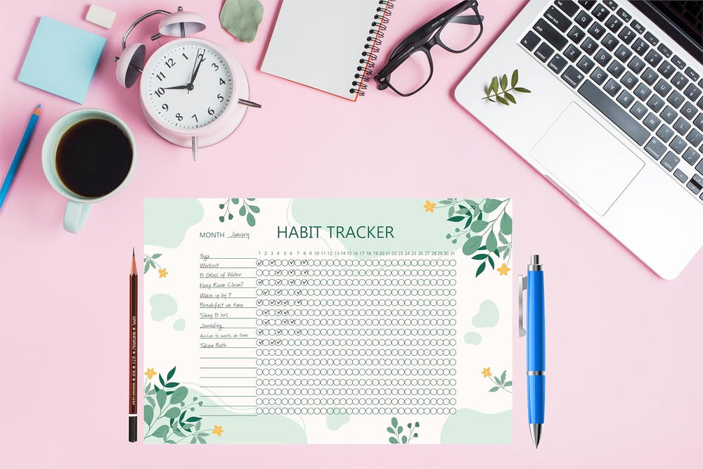Habit Tracker Calendar - Design 28, 12 Sheets