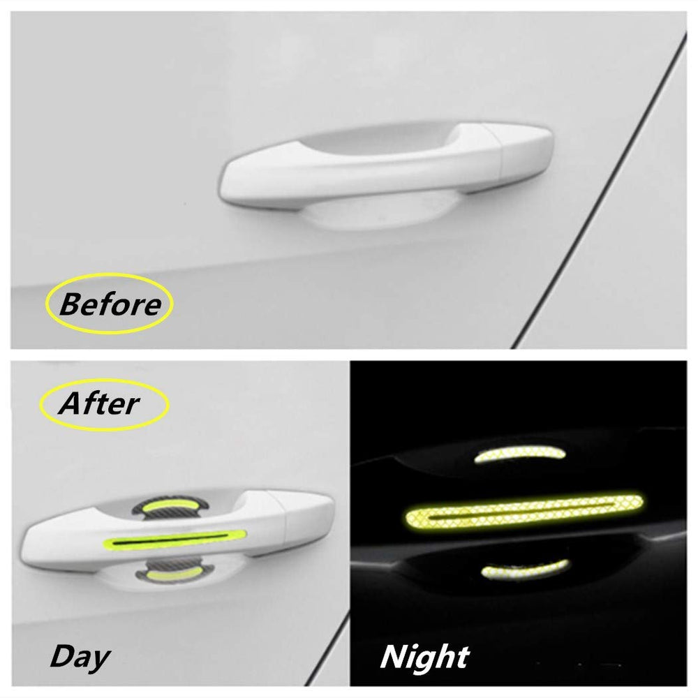 Reflective Car Door Handle Scratch Guards - 8 Pcs