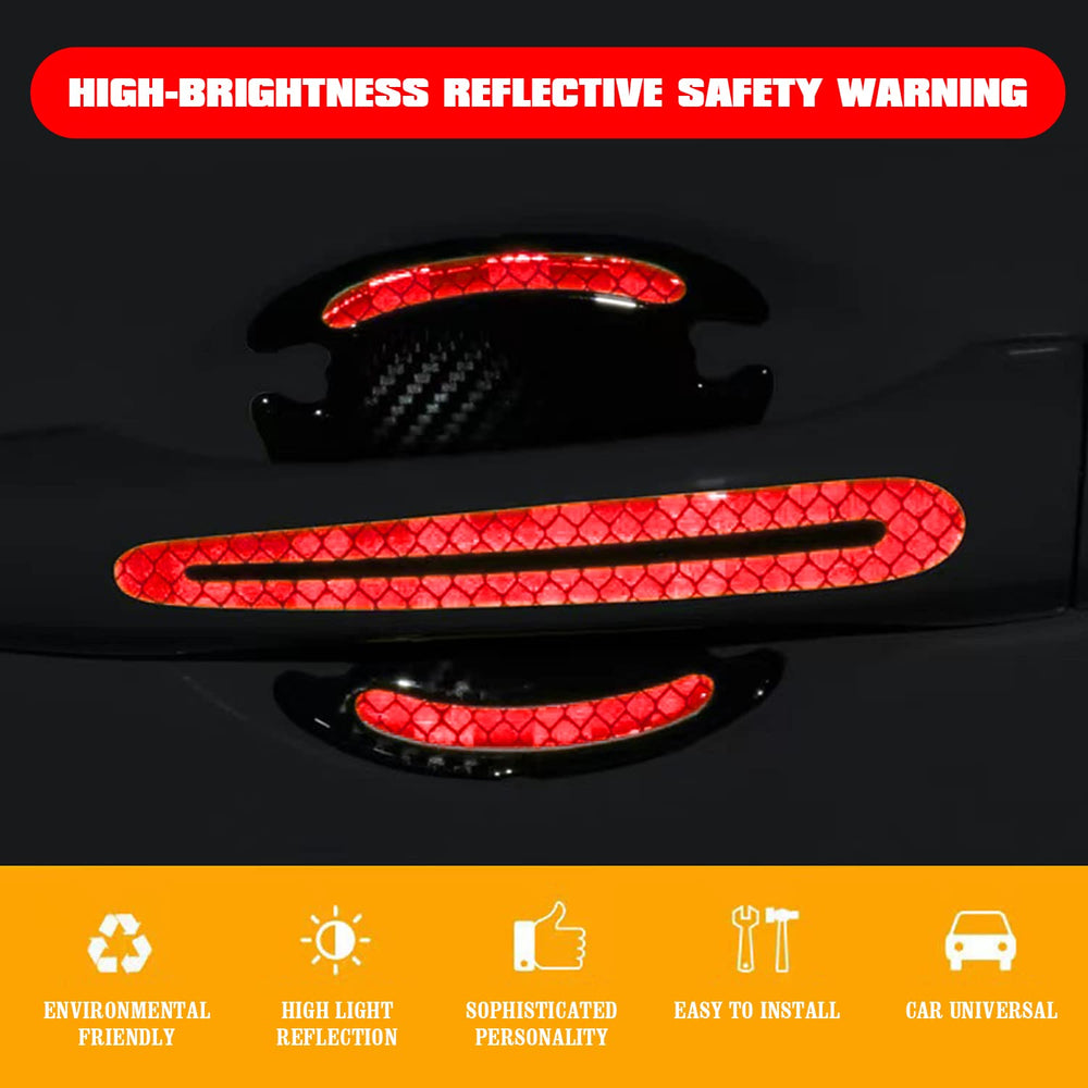 Reflective Car Door Handle Scratch Guards - 8 Pcs