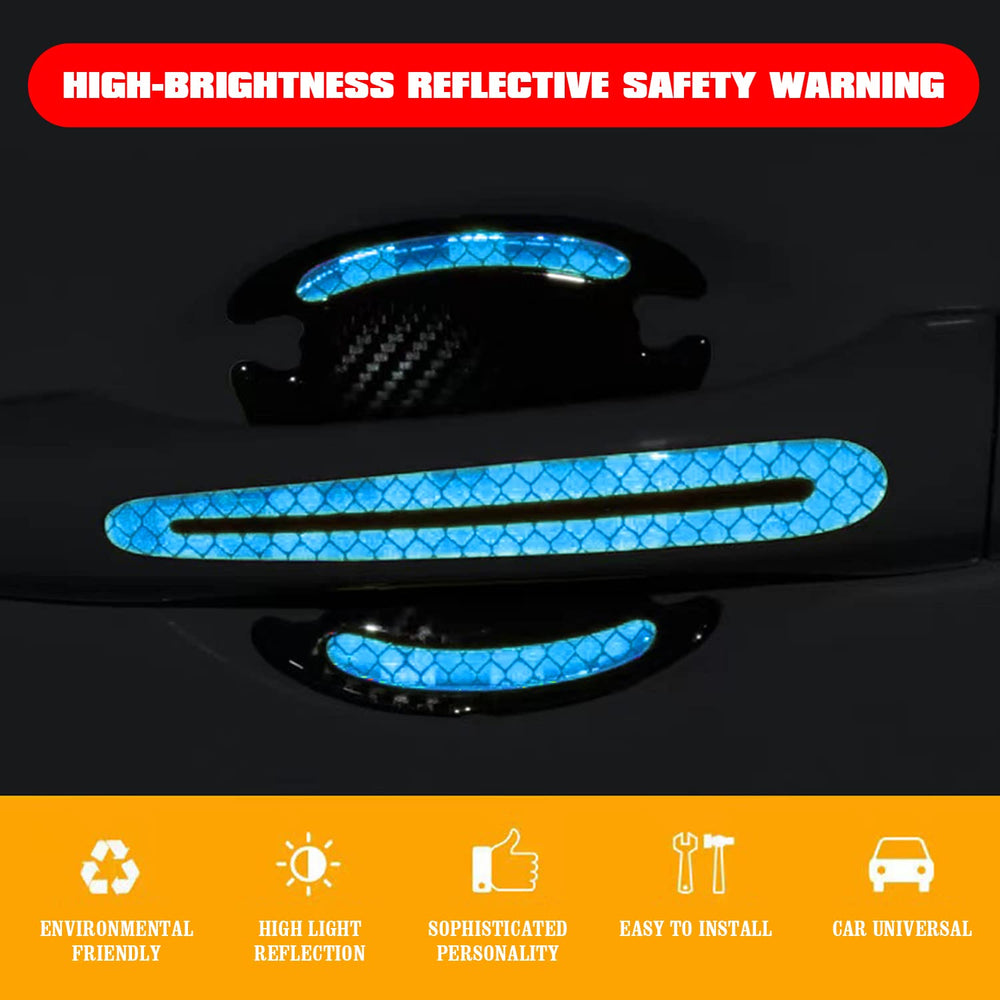 Reflective Car Door Handle Scratch Guards - 8 Pcs